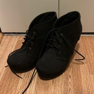 Black platform wedges